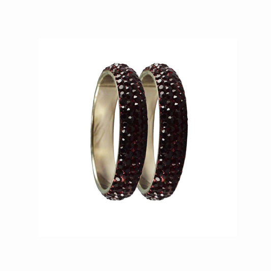 Maroon Stone Brass Bangle With Extra Large Size  (Pack Of 2) (sku-ban3207)