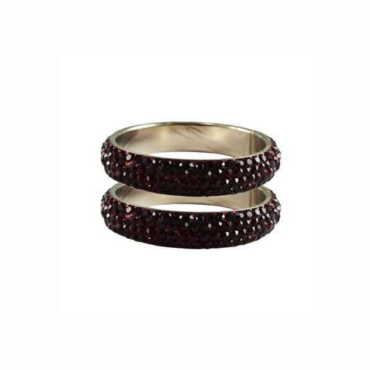 Maroon Stone Brass Bangle With Extra Large Size  (Pack Of 2) (sku-ban3207)