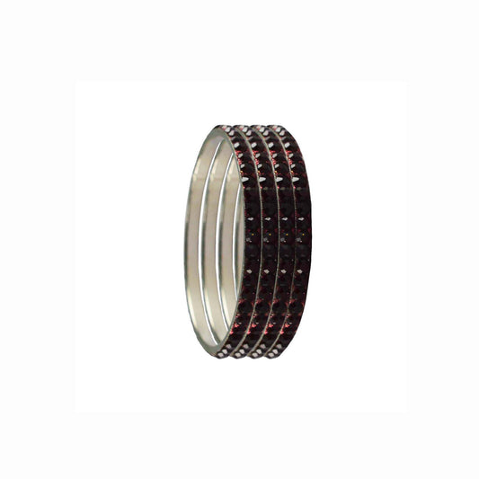 Maroon Stone Brass Bangle With Extra Large Size  (Pack Of 4) (sku-ban3208)