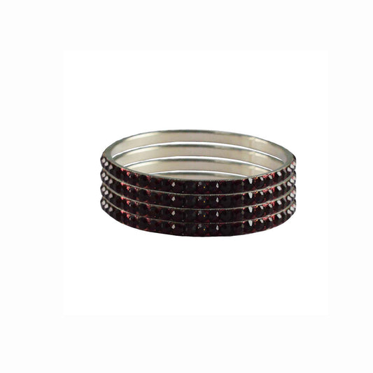 Maroon Stone Brass Bangle With Extra Large Size  (Pack Of 4) (sku-ban3208)