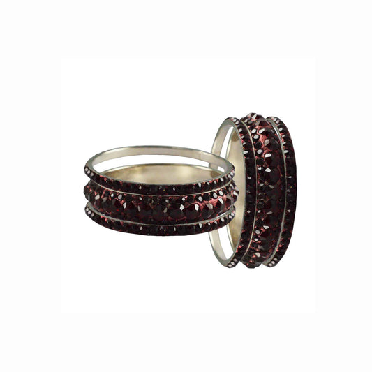 Maroon Stone Brass Bangle With Extra Large Size  (Pack Of 6) (sku-ban3209)