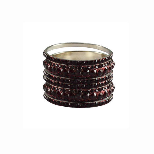 Maroon Stone Brass Bangle With Extra Large Size  (Pack Of 6) (sku-ban3209)