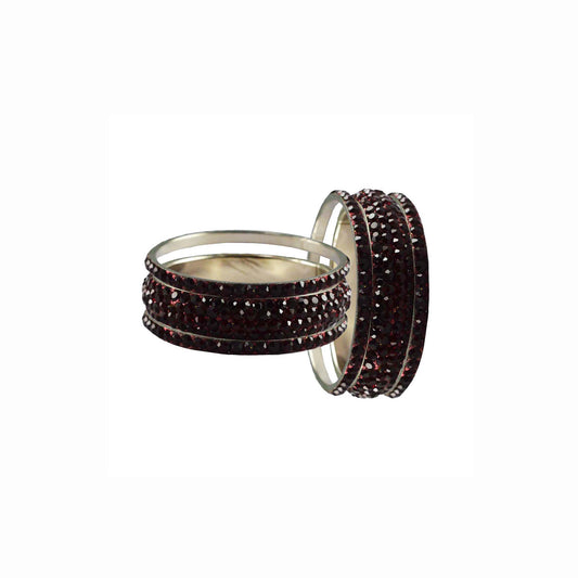 Maroon Stone Brass Bangle With Extra Large Size  (Pack Of 6) (sku-ban3210)