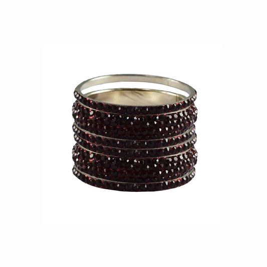 Maroon Stone Brass Bangle With Extra Large Size  (Pack Of 6) (sku-ban3210)