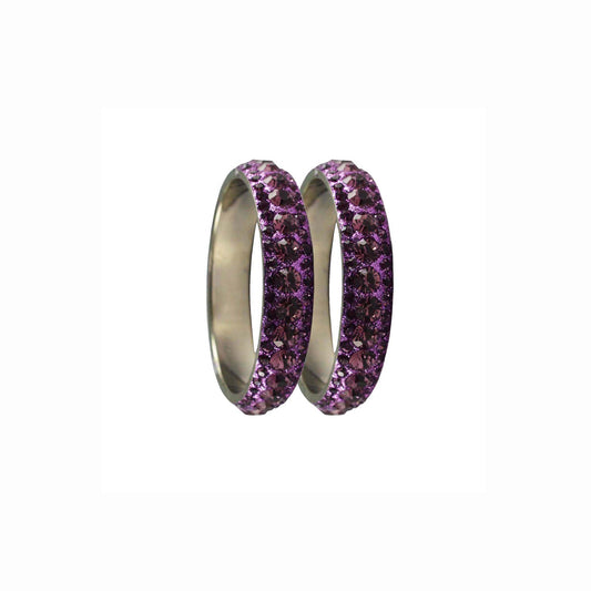 Voilet Stone Brass Bangle With Extra Large Size  (Pack Of 2) (sku-ban3211)