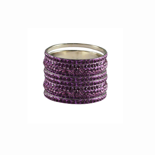 Voilet Stone Brass Bangle With Extra Large Size  (Pack Of 6) (sku-ban3215)
