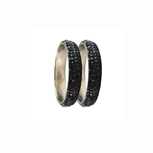 Gray Stone Brass Bangle With Extra Large Size  (Pack Of 2) (sku-ban3217)
