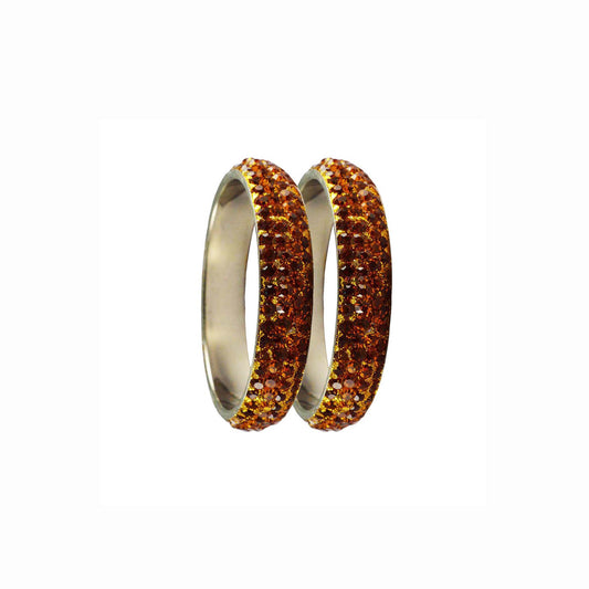 Orange Stone Brass Bangle With Extra Large Size  (Pack Of 2) (sku-ban3222)
