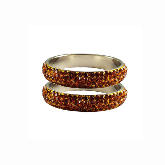 Orange Stone Brass Bangle With Extra Large Size  (Pack Of 2) (sku-ban3222)