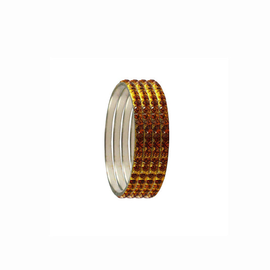 Orange Stone Brass Bangle With Extra Large Size  (Pack Of 4) (sku-ban3223)