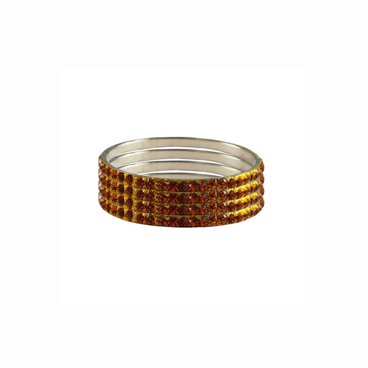 Orange Stone Brass Bangle With Extra Large Size  (Pack Of 4) (sku-ban3223)