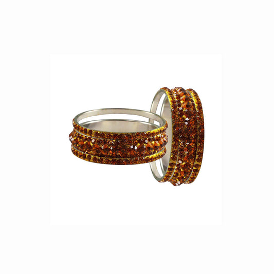 Orange Stone Brass Bangle With Extra Large Size  (Pack Of 6) (sku-ban3224)