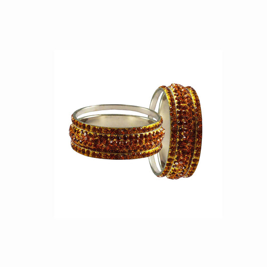 Orange Stone Brass Bangle With Extra Large Size  (Pack Of 6) (sku-ban3225)