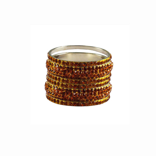Orange Stone Brass Bangle With Extra Large Size  (Pack Of 6) (sku-ban3225)