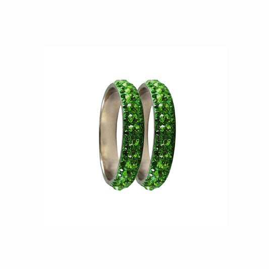 Light Green Stone Brass Bangle With Extra Large Size  (Pack Of 2) (sku-ban3226)