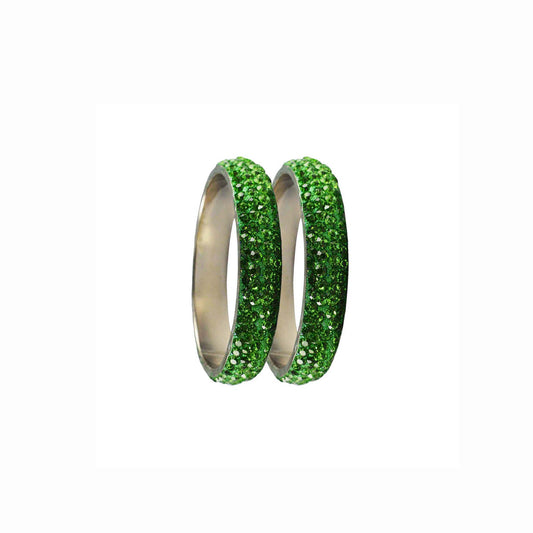 Light Green Stone Brass Bangle With Extra Large Size  (Pack Of 2) (sku-ban3227)