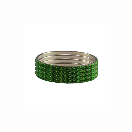 Light Green Stone Brass Bangle With Extra Large Size  (Pack Of 4) (sku-ban3228)