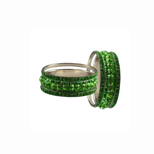 Light Green Stone Brass Bangle With Extra Large Size  (Pack Of 6) (sku-ban3229)