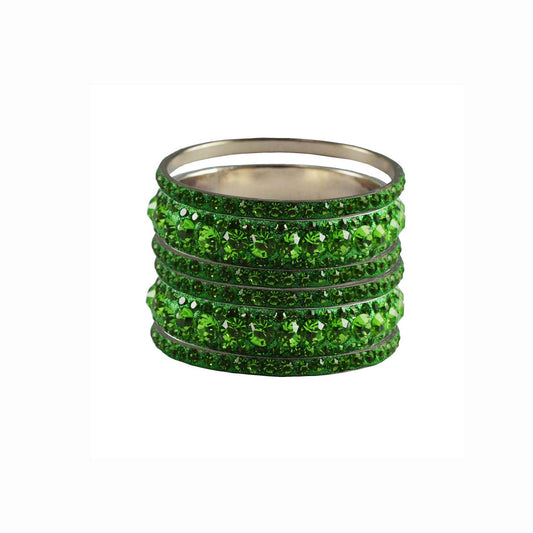 Light Green Stone Brass Bangle With Extra Large Size  (Pack Of 6) (sku-ban3229)