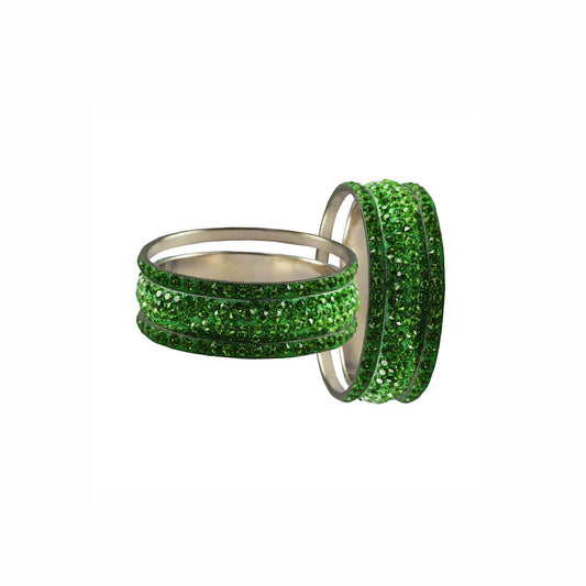 Light Green Stone Brass Bangle With Extra Large Size  (Pack Of 6) (sku-ban3230)