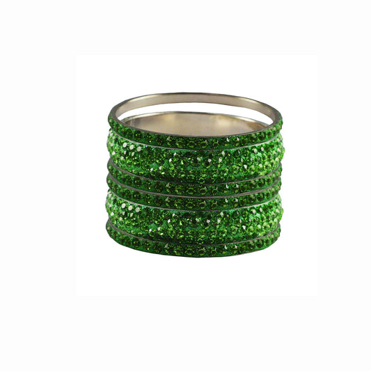 Light Green Stone Brass Bangle With Extra Large Size  (Pack Of 6) (sku-ban3230)
