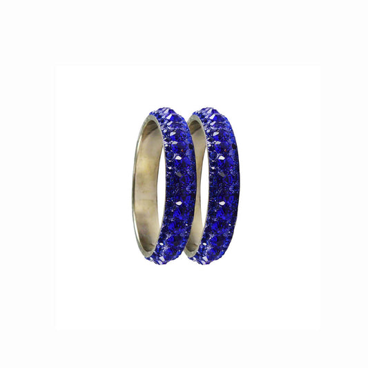 Light Blue  Stone Brass Bangle With Extra Large Size  (Pack Of 2) (sku-ban3231)