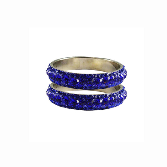 Light Blue  Stone Brass Bangle With Extra Large Size  (Pack Of 2) (sku-ban3231)