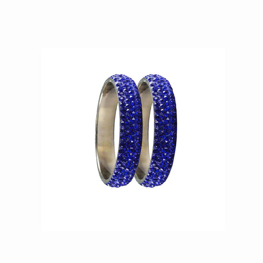 Light Blue  Stone Brass Bangle With Extra Large Size  (Pack Of 2) (sku-ban3232)