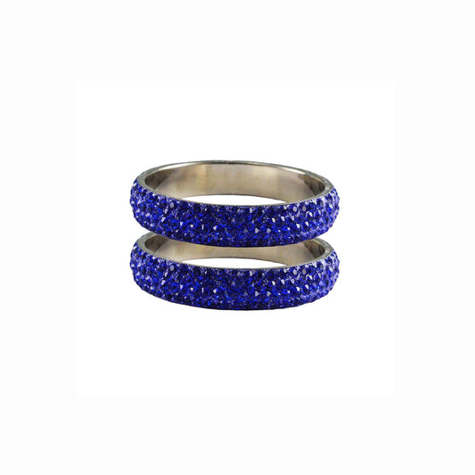 Light Blue  Stone Brass Bangle With Extra Large Size  (Pack Of 2) (sku-ban3232)