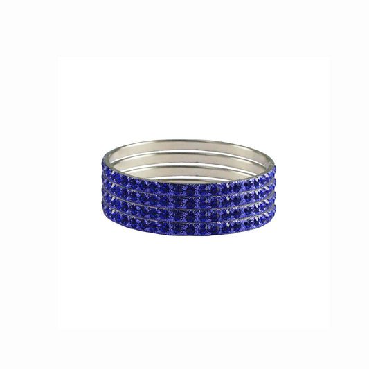 Light Blue  Stone Brass Bangle With Extra Large Size  (Pack Of 4) (sku-ban3233)