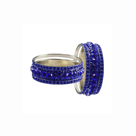 Light Blue  Stone Brass Bangle With Extra Large Size  (Pack Of 6) (sku-ban3234)