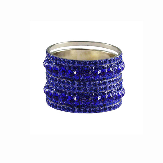 Light Blue  Stone Brass Bangle With Extra Large Size  (Pack Of 6) (sku-ban3234)