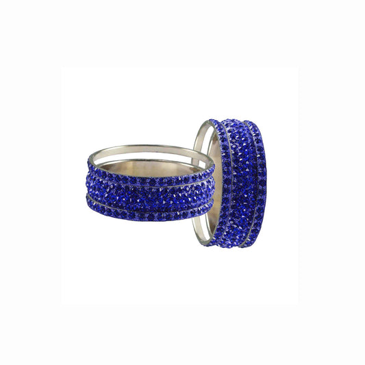 Light Blue  Stone Brass Bangle With Extra Large Size  (Pack Of 6) (sku-ban3235)