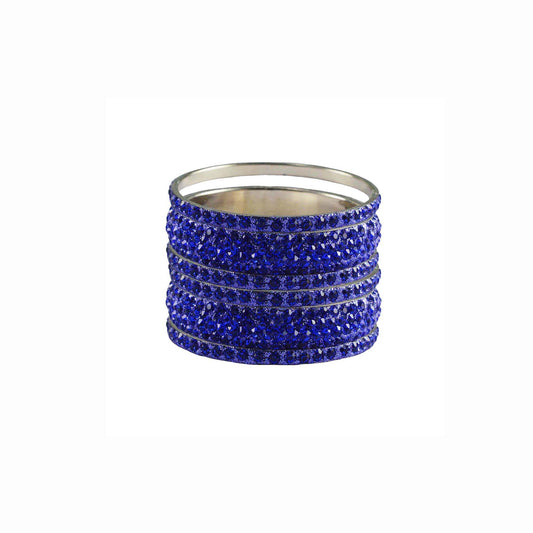 Light Blue  Stone Brass Bangle With Extra Large Size  (Pack Of 6) (sku-ban3235)