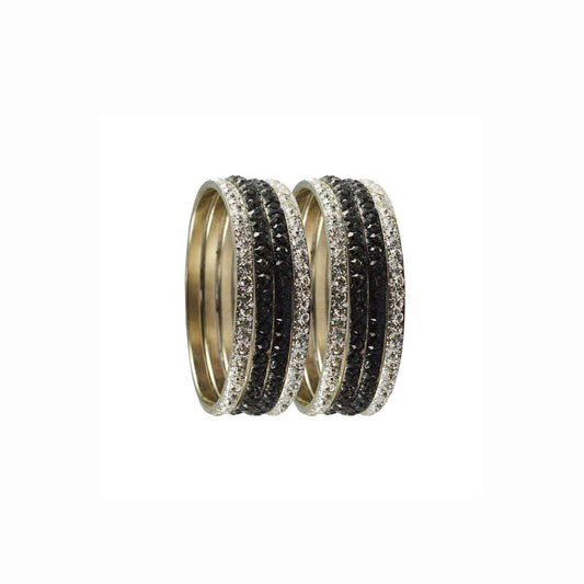 White-Gray   Stone Brass Bangle With Extra Large Size  (Pack Of 8) (sku-ban3238)