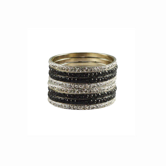 White-Gray   Stone Brass Bangle With Extra Large Size  (Pack Of 8) (sku-ban3238)