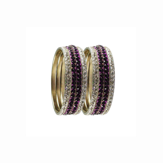 White-Rani  Stone Brass Bangle With Extra Large Size  (Pack Of 8) (sku-ban3239)