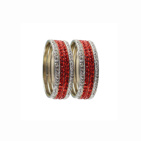 White-Orange Stone Brass Bangle With Extra Large Size  (Pack Of 8) (sku-ban3240)