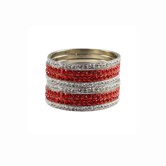 White-Orange Stone Brass Bangle With Extra Large Size  (Pack Of 8) (sku-ban3240)