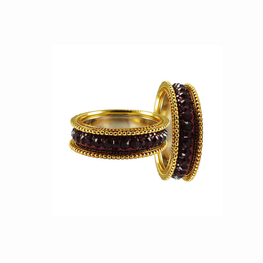 Red Stone Brass Bangle With Extra Large Size  (Pack Of 6) (sku-ban3254)