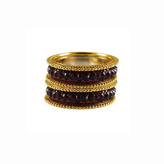 Red Stone Brass Bangle With Extra Large Size  (Pack Of 6) (sku-ban3254)