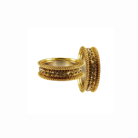 Yellow Stone Brass Bangle With Extra Large Size  (Pack Of 6) (sku-ban3257)