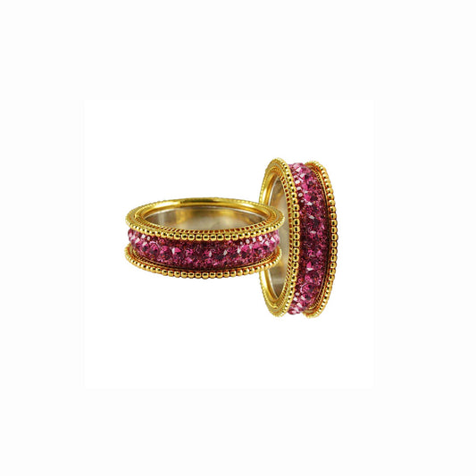 Pink Stone Brass Bangle With Extra Large Size  (Pack Of 6) (sku-ban3263)