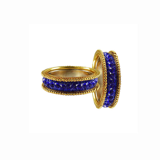 Blue Stone Brass Bangle With Extra Large Size  (Pack Of 6) (sku-ban3266)