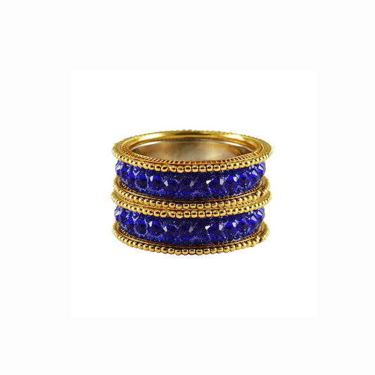 Blue Stone Brass Bangle With Extra Large Size  (Pack Of 6) (sku-ban3266)
