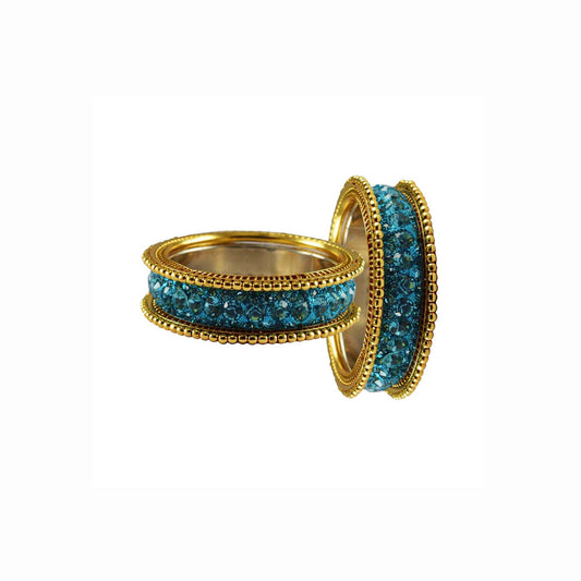 Firozi Stone Brass Bangle With Extra Large Size  (Pack Of 6) (sku-ban3269)