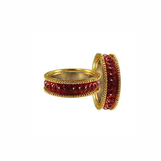 Red Stone Brass Bangle With Extra Large Size  (Pack Of 6) (sku-ban3272)