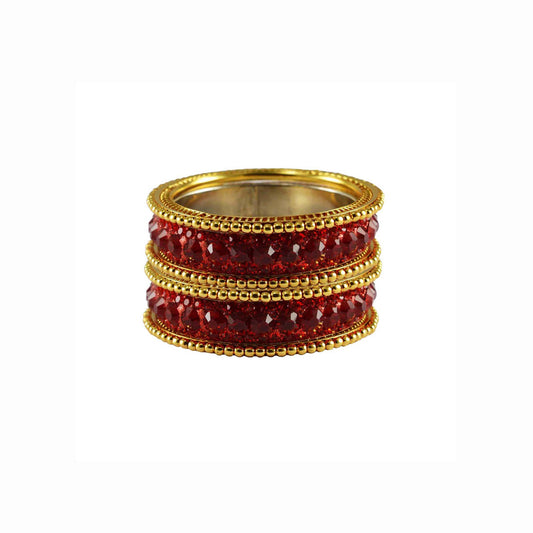 Red Stone Brass Bangle With Extra Large Size  (Pack Of 6) (sku-ban3272)
