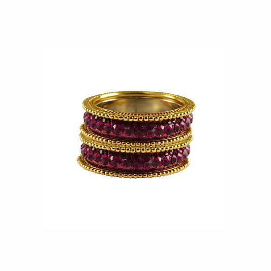 Gajari Stone Brass Bangle With Extra Large Size  (Pack Of 6) (sku-ban3275)