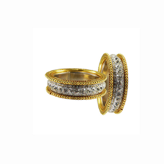 White Stone Brass Bangle With Extra Large Size  (Pack Of 6) (sku-ban3278)